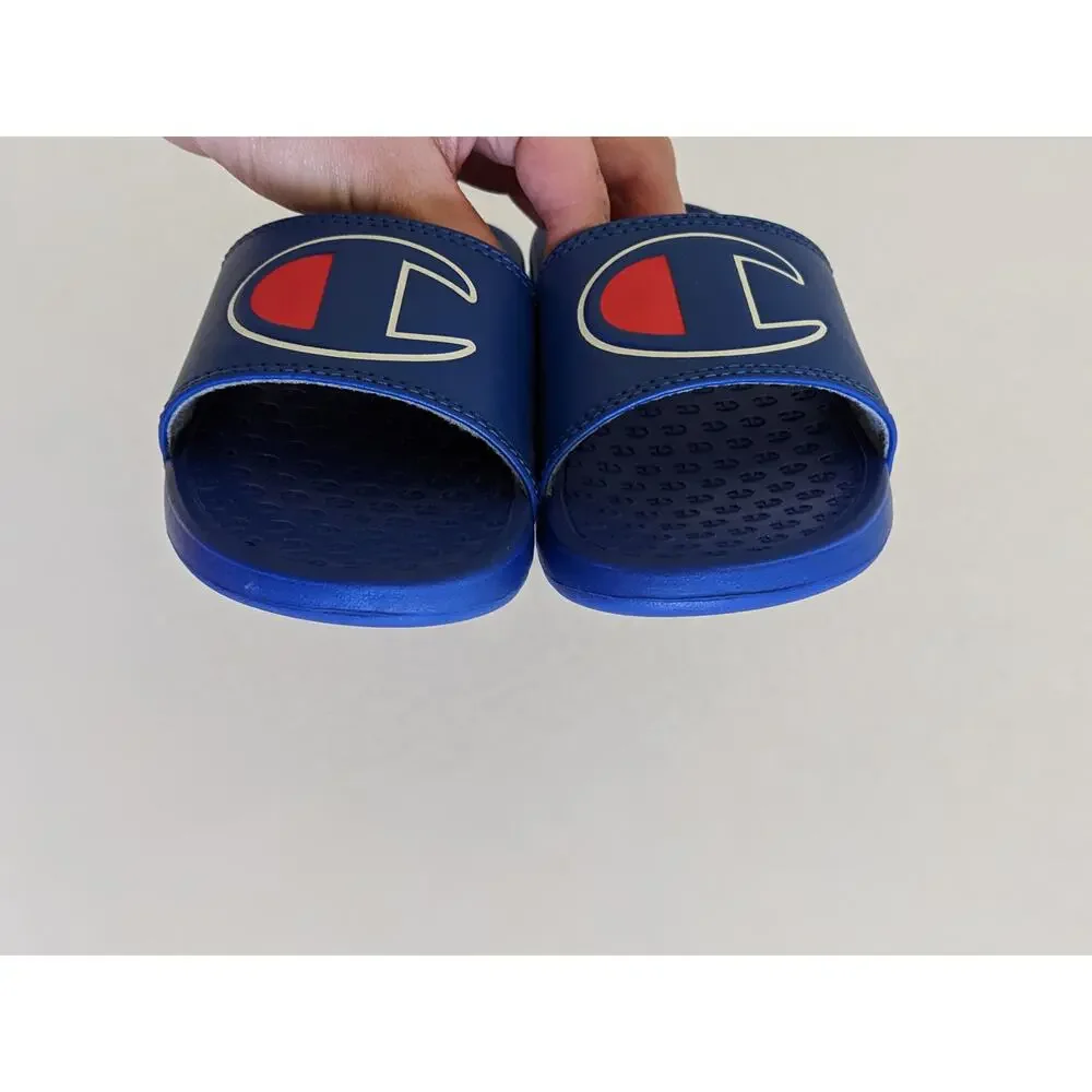 Champion Size 11 Super Slide Solid Kids' Slide Sandals Blue White Pool Slides